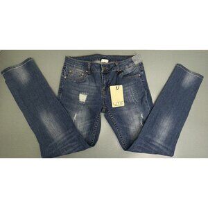 LITZ BY UNIQUSA WOMEN'S JEANS STRAIGHT MID-RISE SIZE 29 DISTRESSED